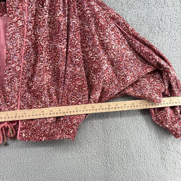 Free People Rosalina Jacket Mocha Combo Printed Dolman Sleeve Size Small - Picture 11 of 16